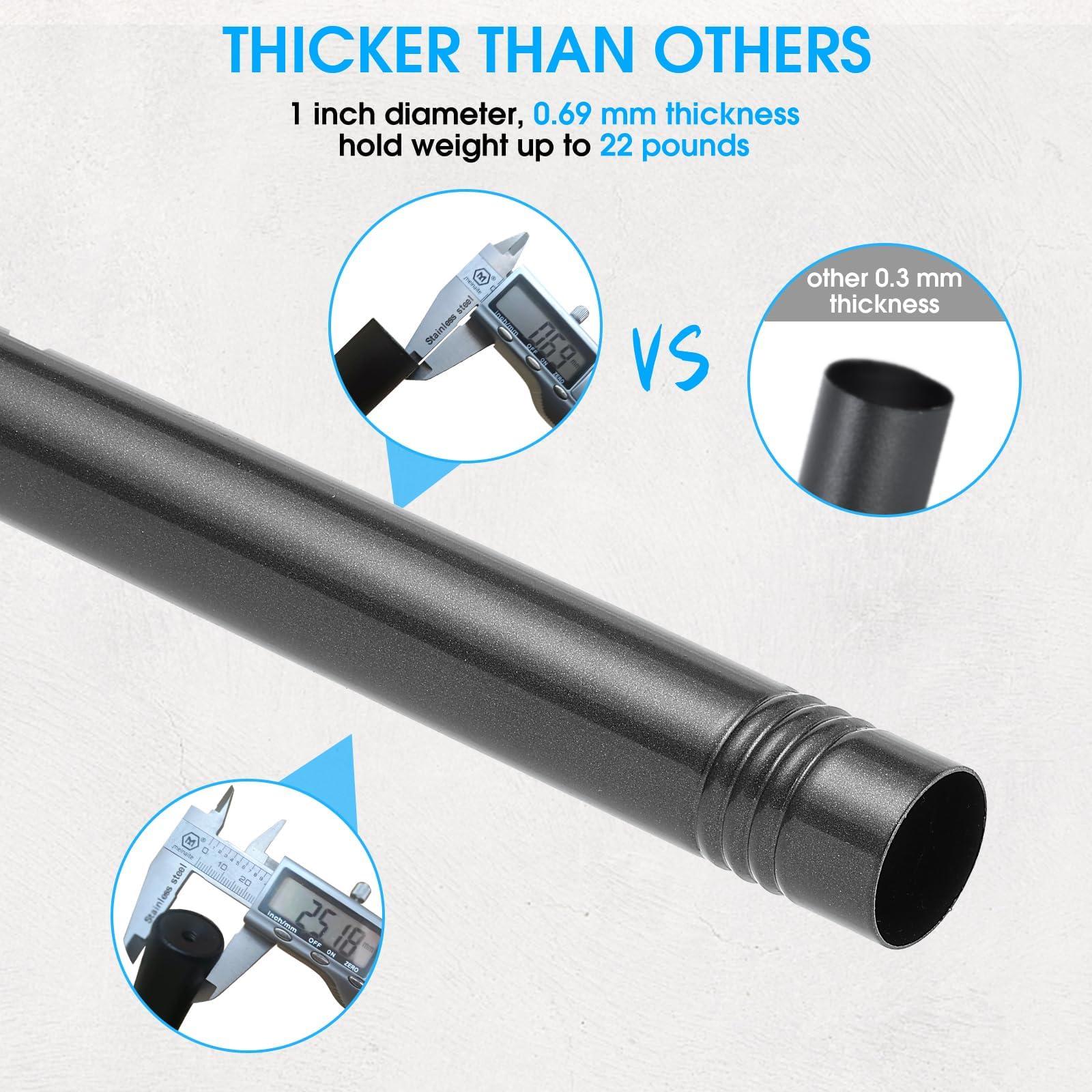 YAJUXIU Industrial curtain rod, 1-inch curtain rod, outdoor curtain rod, curtain rod for windows 144 to 168, gray curtain rod, top and side mounted curtain rod, curtain rod with bracket, 32-168 inches