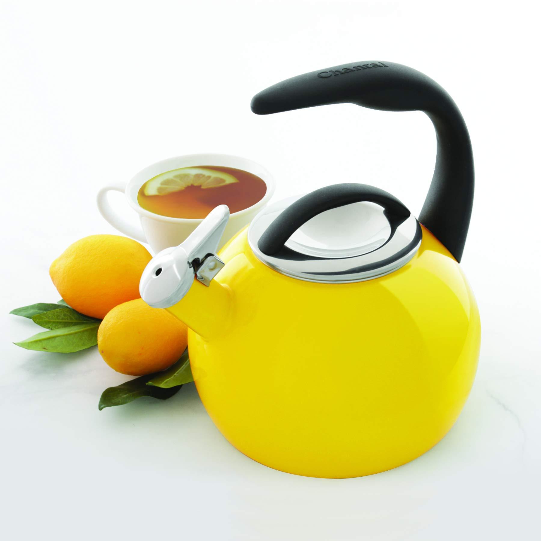 Chantal Chantal 40Th Anniversary Tea kettle, 2 Quart, Enamel Carbon steel, Whistling, Canary Yellow