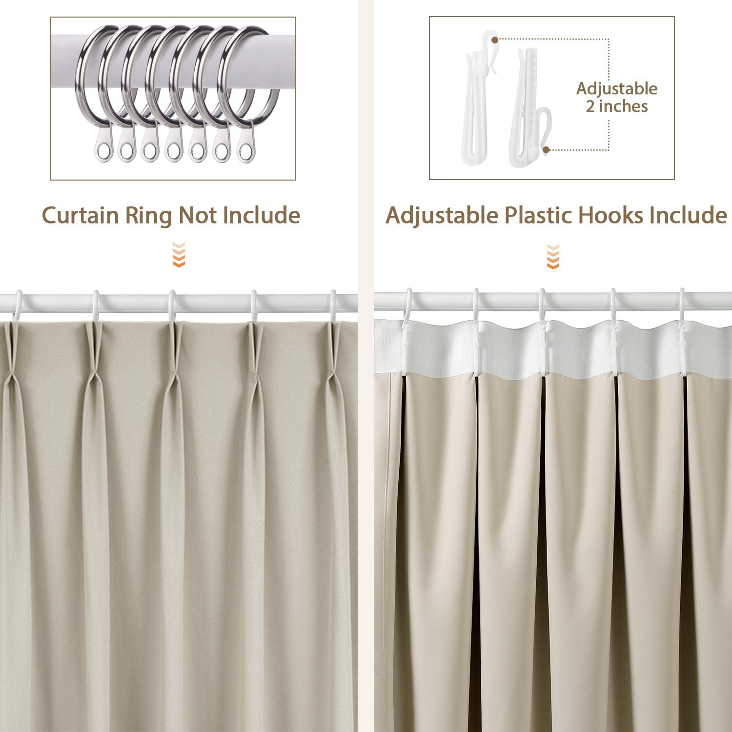 LIYAXUN LIYAXUN Pinch Pleated Curtains, Beige Curtains 120 inch Long for Living Room, Thermal Insulated, 80% Blackout Beige Drape, Pinch Pleat Drapes with Hooks (Beige, 1 Panel, W84 x L120 inch)