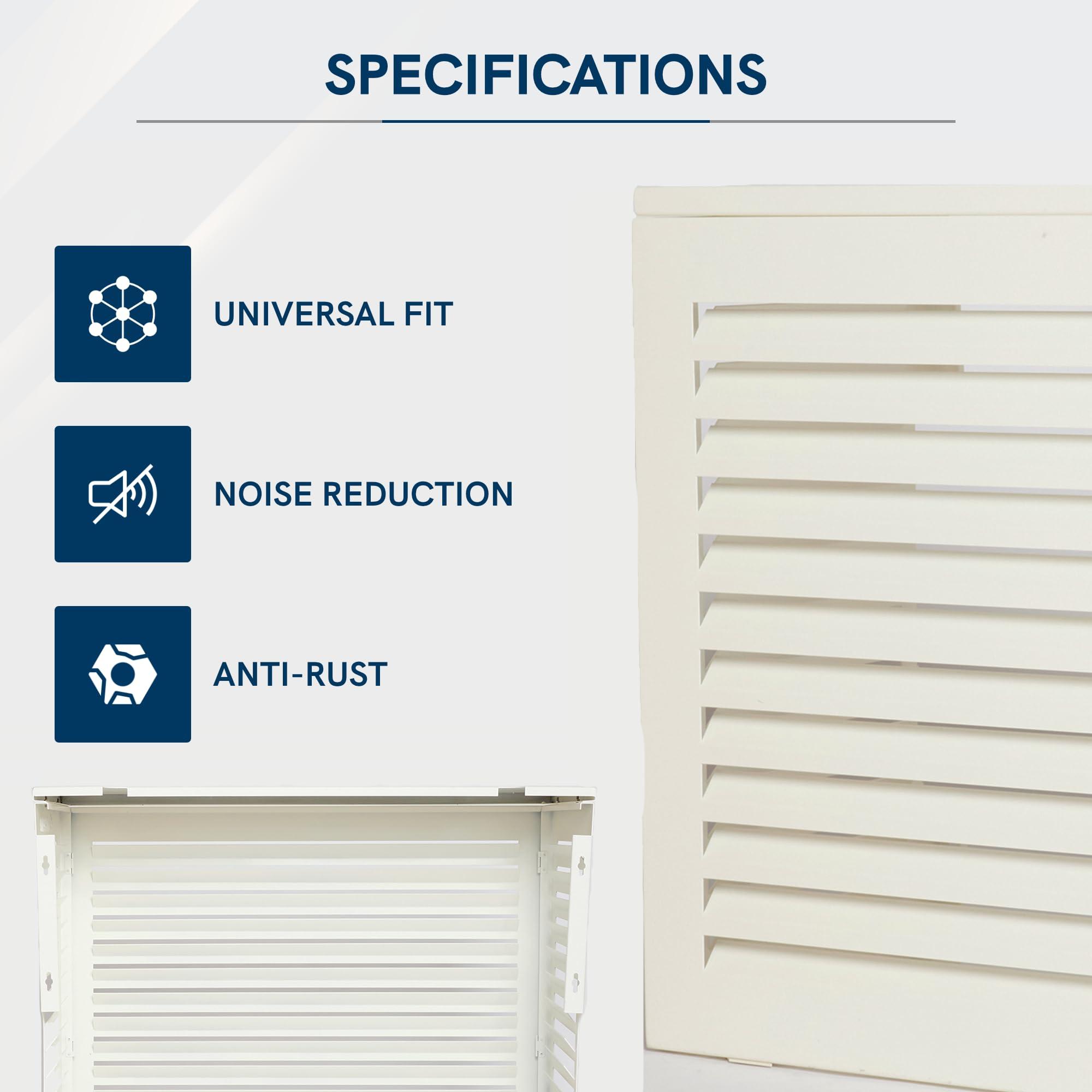 airdeko Airdeko's Mini Split AC Cover for Outside Units Sturdy Aluminum, Optimal Performance & Protection of Mini Split System Outdoor Condenser Compatible with Airdeko's Anti-Theft System (White, Small)