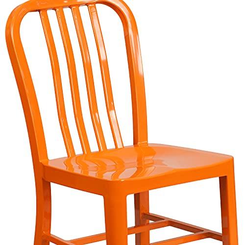 Flash Furniture Flash Furniture Gael Commercial Grade 2 Pack Orange Metal Indoor-Outdoor Chair