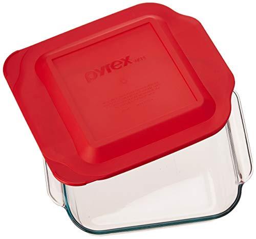 Pyrex Pyrex Get Dinner Away Large Handle 8" x 8" Square Dish. Making it Easy to Monitor Casserole Cooking and Brownie Baking from a, 4, Red 8"