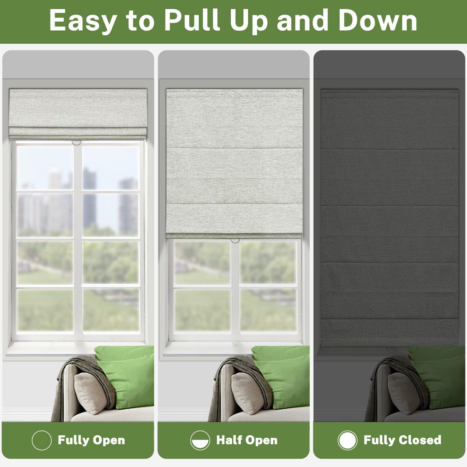 MiLin MiLin Cordless Roman Shades for Windows - Blackout Roman Shades, Waterproof Fabric Blinds Privacy Window Treatments Thermal Insulated for Home (Blackout - Beige, 59" W x 60" H)