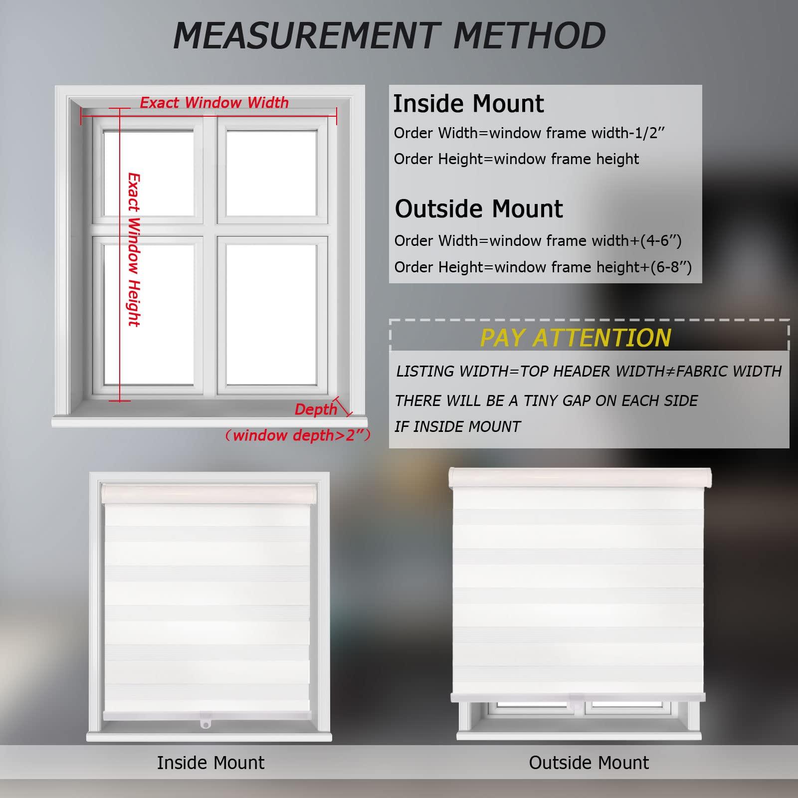 Amingrui Customized Cordless Zebra Blinds Horizontal Window Blinds and Shades Dual Layer Roller Shades, Sheer or Privacy Light Control [Black-25 W x 36" H]