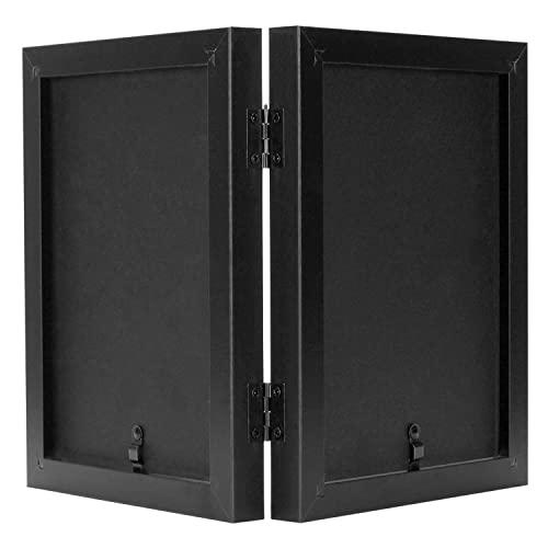 Frametory Frametory, 5x7 Double Picture Frame Hinged Photo Frames Two Folding Frame Desktop Glass Frame Vertical (Black, 5x7 Double)