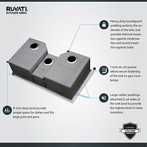 Ruvati Ruvati 35" Triple Bowl Undermount 16 Gauge Stainless Steel Kitchen Sink - RVH8500