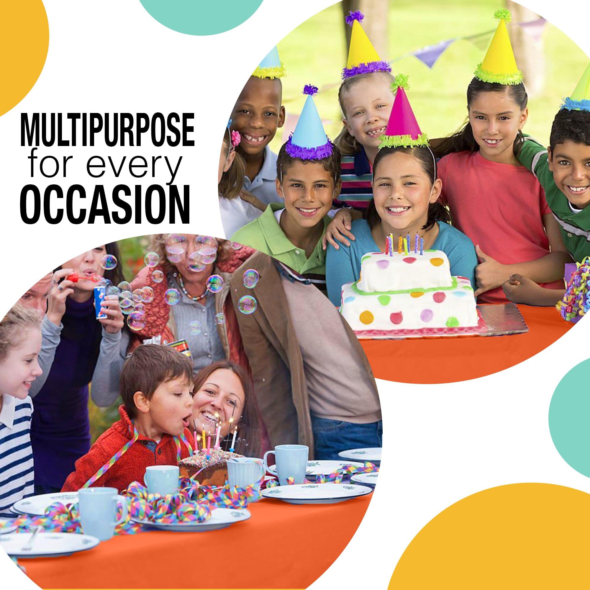 Exquisite Exquisite 54 Inch X 100 Feet Orange Plastic Table Cover Roll in A Cut - to - Size Box with Convenient Slide Cutter. Cuts Up to 12 Rectangle 8 Feet Plastic Disposable Tablecloths