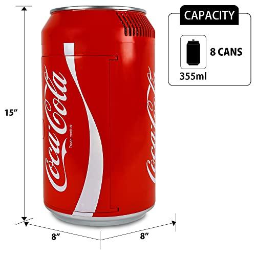 Koolatron Koolatron Coca-Cola Portable 8 Can Thermoelectric Mini Fridge 5.4 L/ 5.7 Quarts Capacity, 12V DC/110V AC Cooler for home, cabin, beer, beverages, snacks, skincare, cosmetics, medication, Red CC06