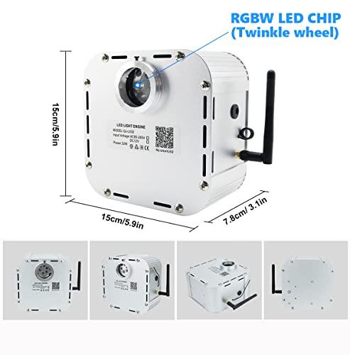 AMKI AMKI High Brightness 32W Twinkle 800pcs Fiber Optic Starlight Headliner Kit 0.03in 9.8ft+13.1ft Fiber Strands RGBW Sound Activated APP Remote Control for Car Home Roof Ceiling Decoration