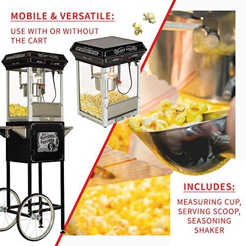 Funtime Funtime Sideshow Popper 4-Ounce Hot Oil Popcorn Machine with Cart, Black/Silver