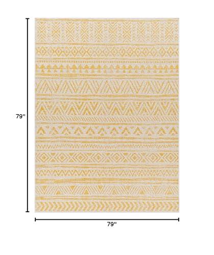 MARK & DAY Mark&Day Outdoor Rugs, 7x7 Goff Global Indoor/Outdoor Saffron Square Area Rug, Non Shedding Yellow Carpet for Patio, Porch, Deck, Bedroom, Living Room or Kitchen (6'7" Square)