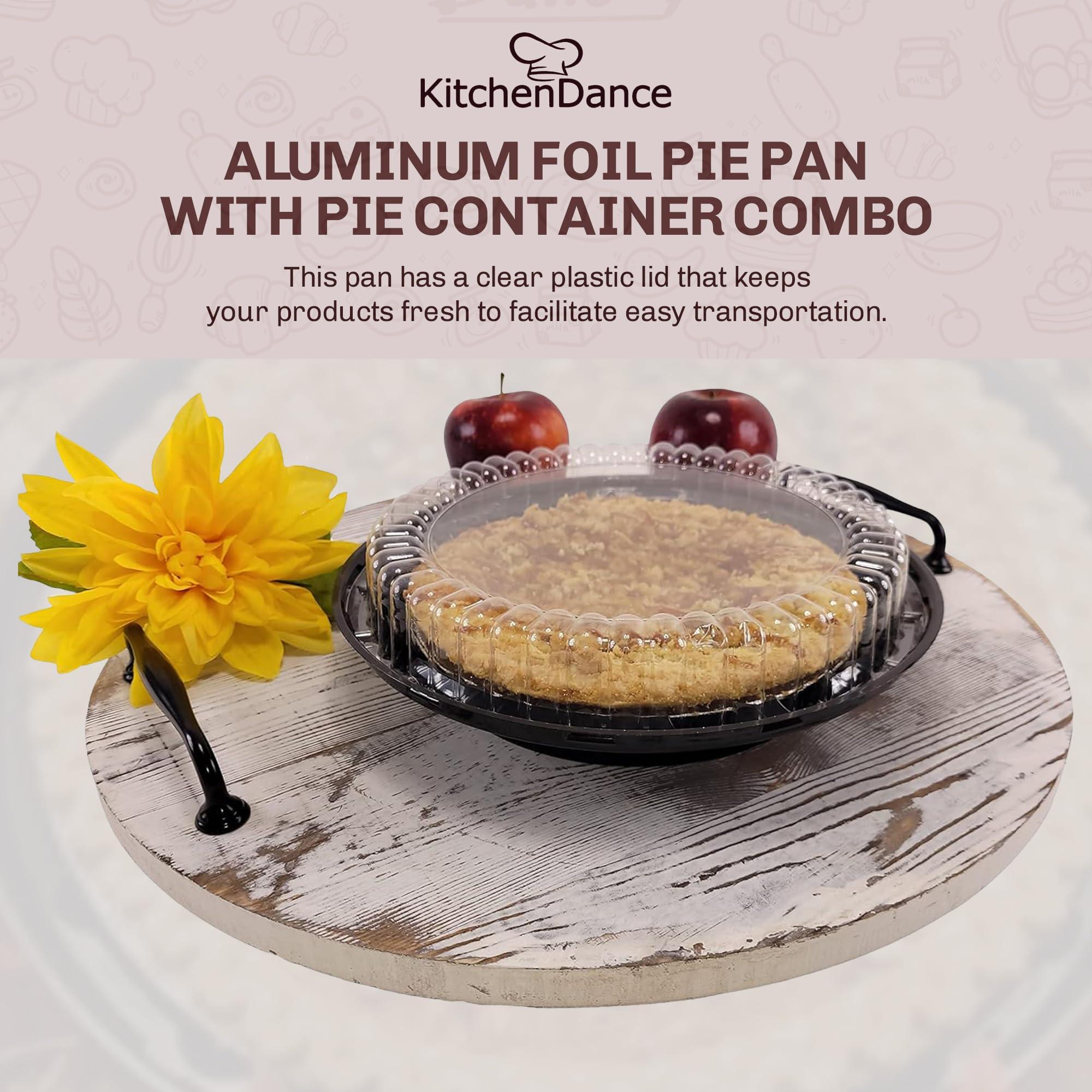 KitchenDance.com KitchenDance Combo Pack of Pie Pans with Carriers - 9 Inches Pie Pans with High Dome Lid - 9 Inches Pie Pans with 9 Inches Pie Container - Baking Pan Perfect for Baking, Cooking - WJ43, 10 Count