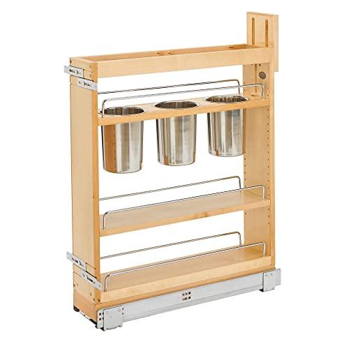 Rev-A-Shelf Rev-A-Shelf 5\" Pull Out Storage Organizer for Base Kitchen Cabinets w/Soft-Close, Sliding Shelves for Utilities, Utensils or Spices, 448UT-BCSC-5C