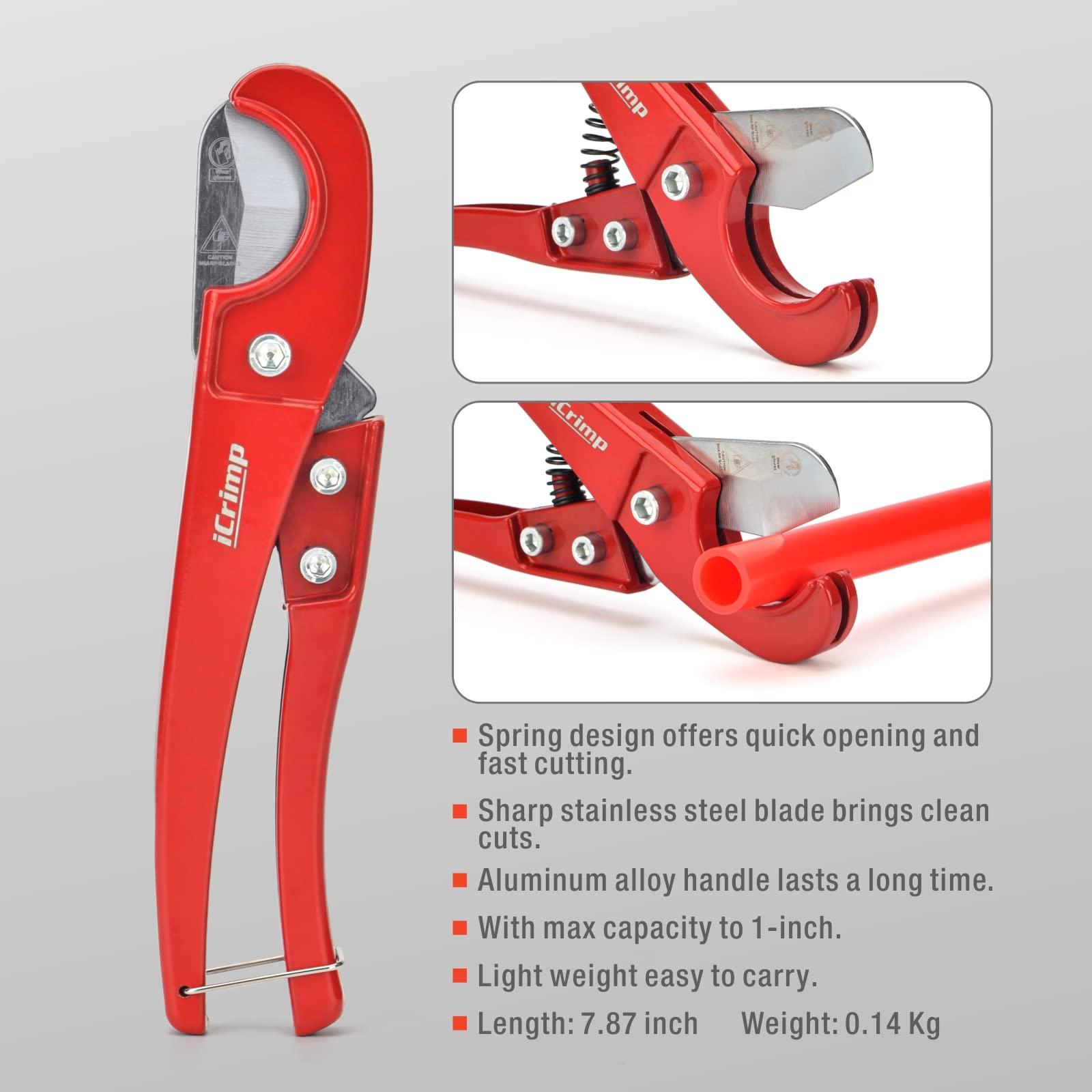 IWISS iCrimp Angle Head F1807 PEX Pipe Crimping Tool for Copper Rings - 1/2&3/4-inch Two Crimper Set with Cutter, Suitable for Tight Spaces