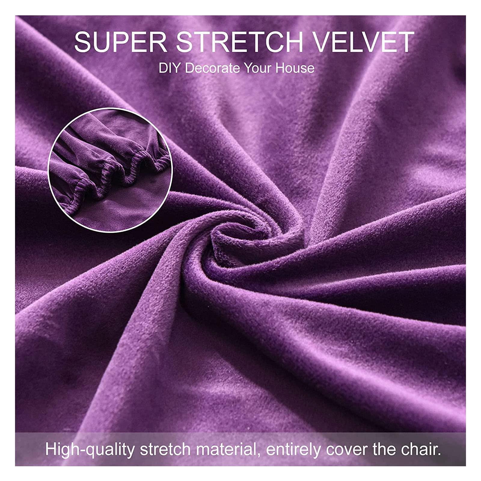 XOOTOO XOOTOO Stretch Armless Chair Slipcovers, Velvet Accent Chair Covers Soft Spandex Armless Accent Chair Slipcovers Furniture Protector Machine Washable for Living Room Kids (Purple,Set of 1)