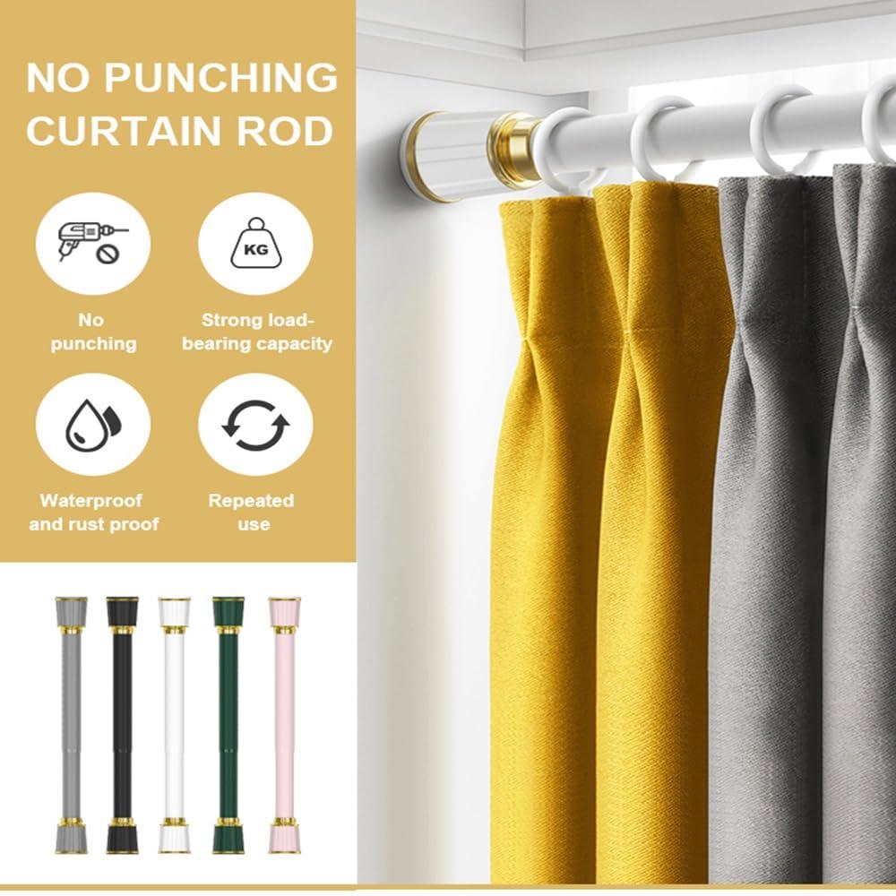 QHDPKU Curtain Rod No Drilling,Room Divider Tension Curtain Rod,Adjustable Bathroom Stall Tension Pole,For Space Partition,Maximum Extension 195 inches (Color : White, Size : 20-30inchs)