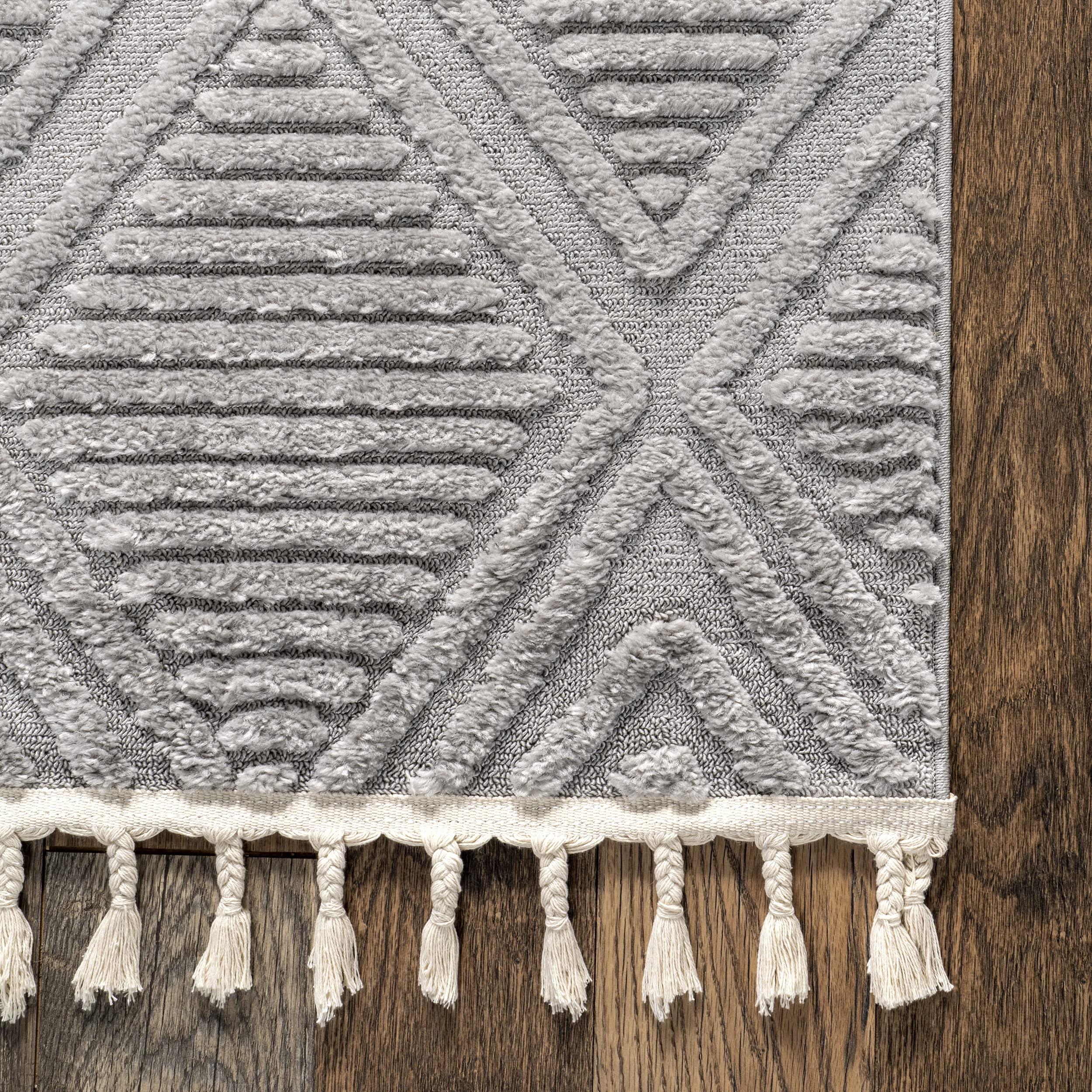 Rugs USA Rugs USA x Arvin Olano Balboa Textured Tile Area Rug - 9x12 Area Rug Modern Grey for Living Room Bedroom Dining Room Kitchen