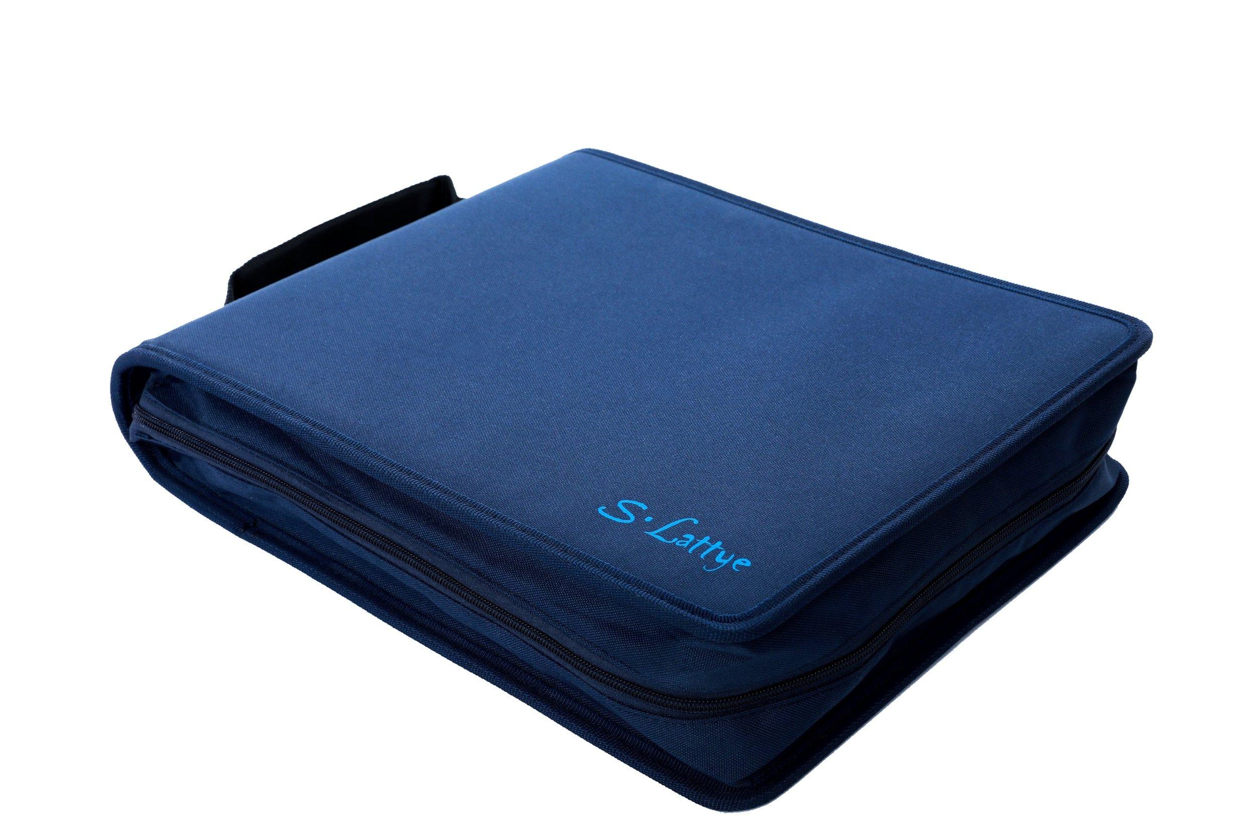 SLattye DVD CD Storage Case with Extra Wide Title Cover Pages for Blu Ray Movie Music Audio Disk (Portable Carrying Binder Holder Wallet Album Home Organizer Shelf)- 192 Disc Units & 96 Booklet Pockets