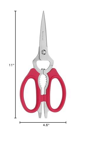 Messermeister Messermeister 8-Inch Take-Apart Kitchen Scissors, Red - Includes Screwdriver, Nut Cracker, Jar Lid Opener/Gripper, Bottle Opener & Bone + Twig Cutter - Suitable for Lefties & Righties