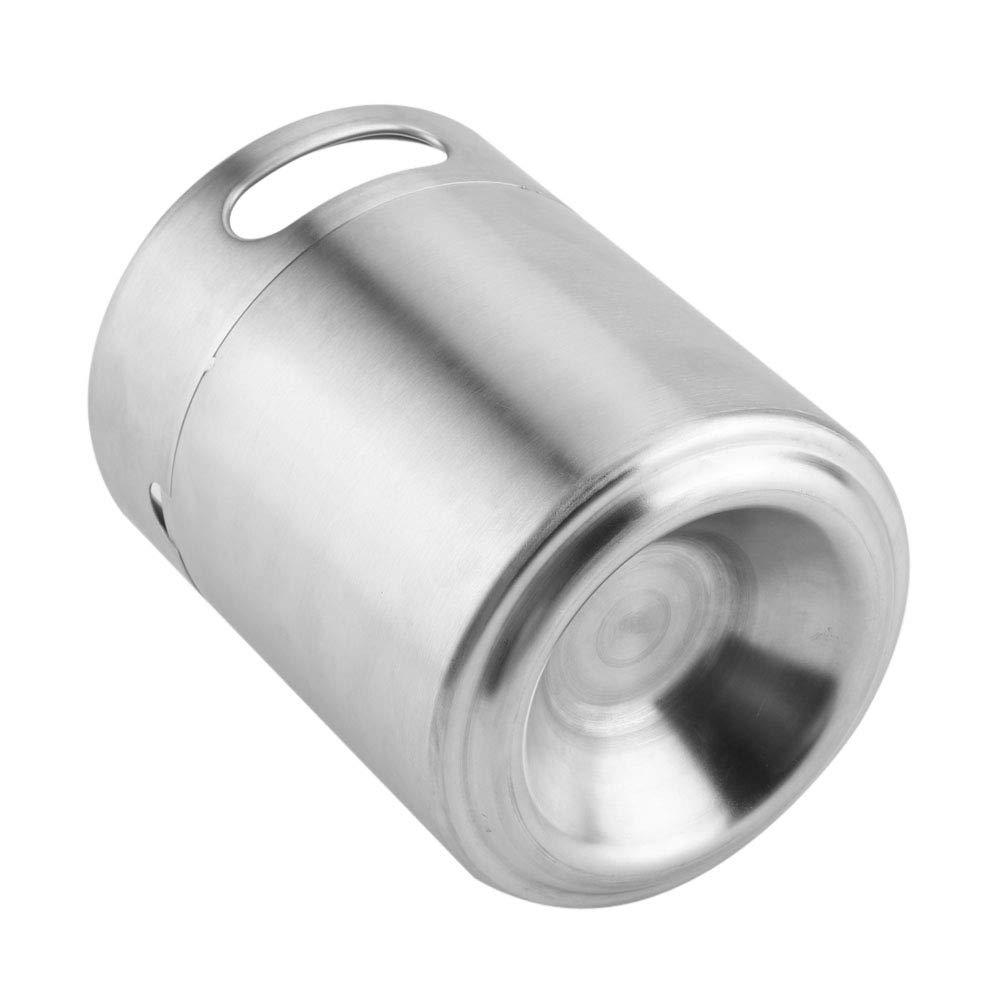 GOTOTOP Beer Containers Mini Stainless Steel Beer Barrel 2L Portable Draft Beer Growlers, Beer Supplies with Spiral Lid Keep and Carbonation for Home Camping Picnic (2L)