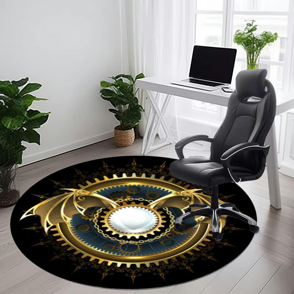 ZaCosy Computer Chair Mat for Hardwood Floor Gaming Rug Carpet Desk Office Chair Mat Floor Mat for Office Chair Gaming Room Mechanical Dragon Wings a Lens