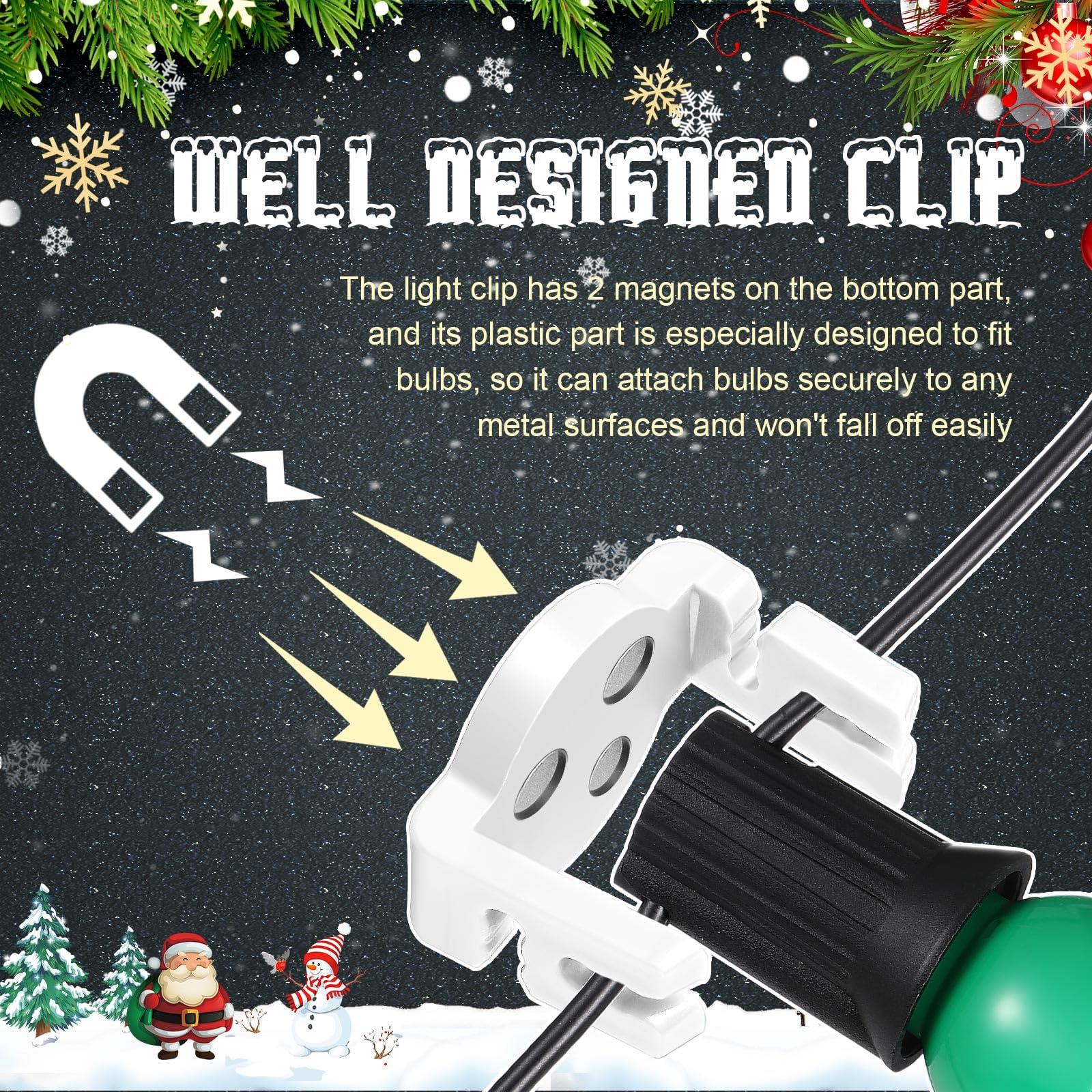 Frienda Magnetic C9 Socket Clips Magnetic Christmas Light Clips for Outdoor Patio Lighting, Clear (100)