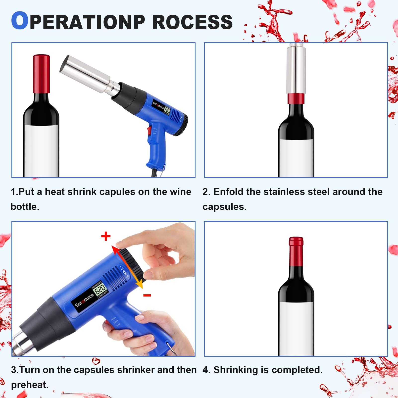 Saladulce Saladulce PVC Capsule Heat Shrinker Digital Wine Capsule Heat Shrinker 40-600 Heat Shrink Gun for PVC PP POF Wine Capsules Wrapping 110V