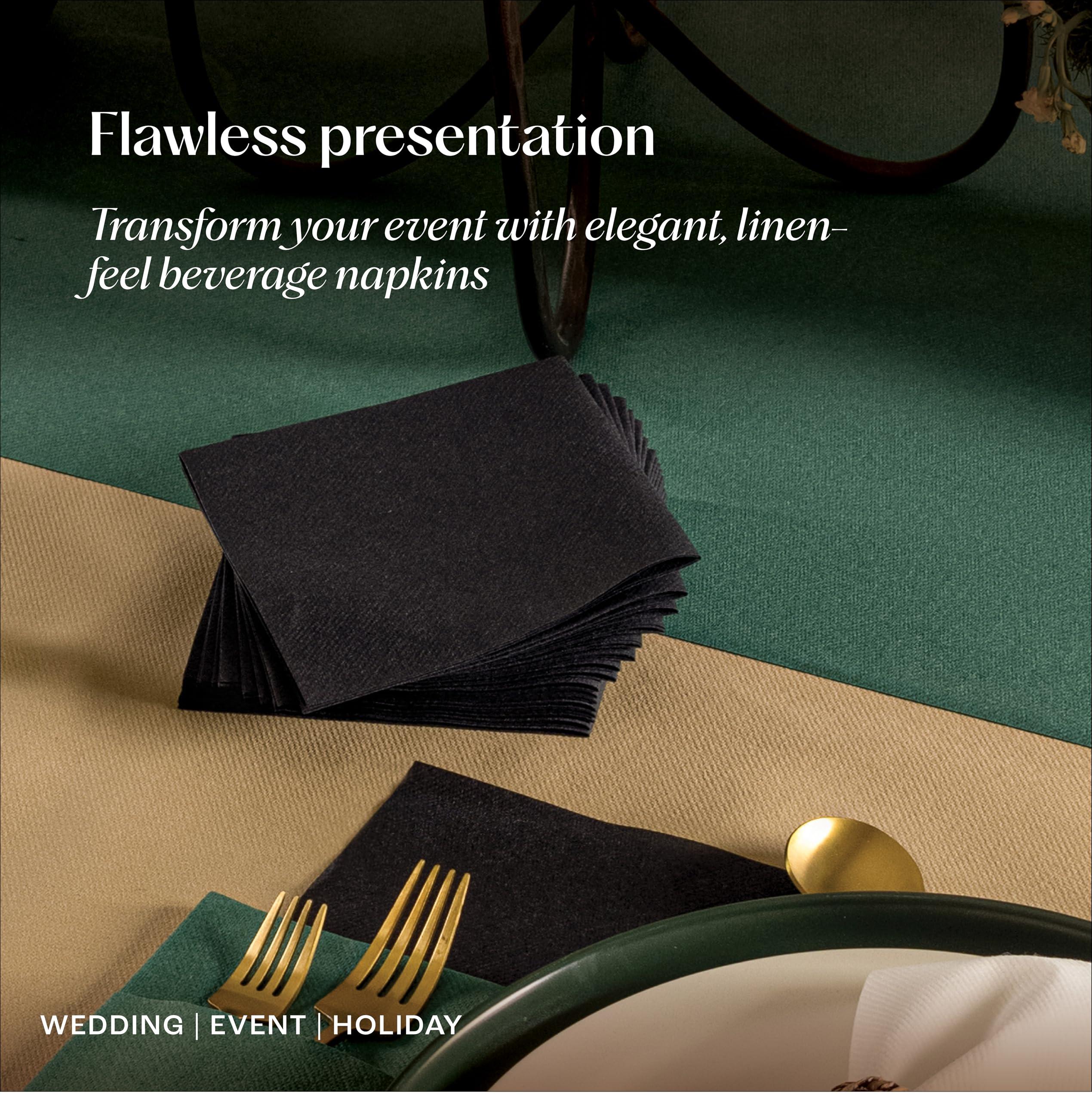 Servietto Disposable Linen-Feel Cocktail Napkins, 200-Pack 5\" x 5\" ORANGE Paper Beverage Napkins For Bar, Restaurant And Caf, Dessert Napkins For Party, Wedding Or Event