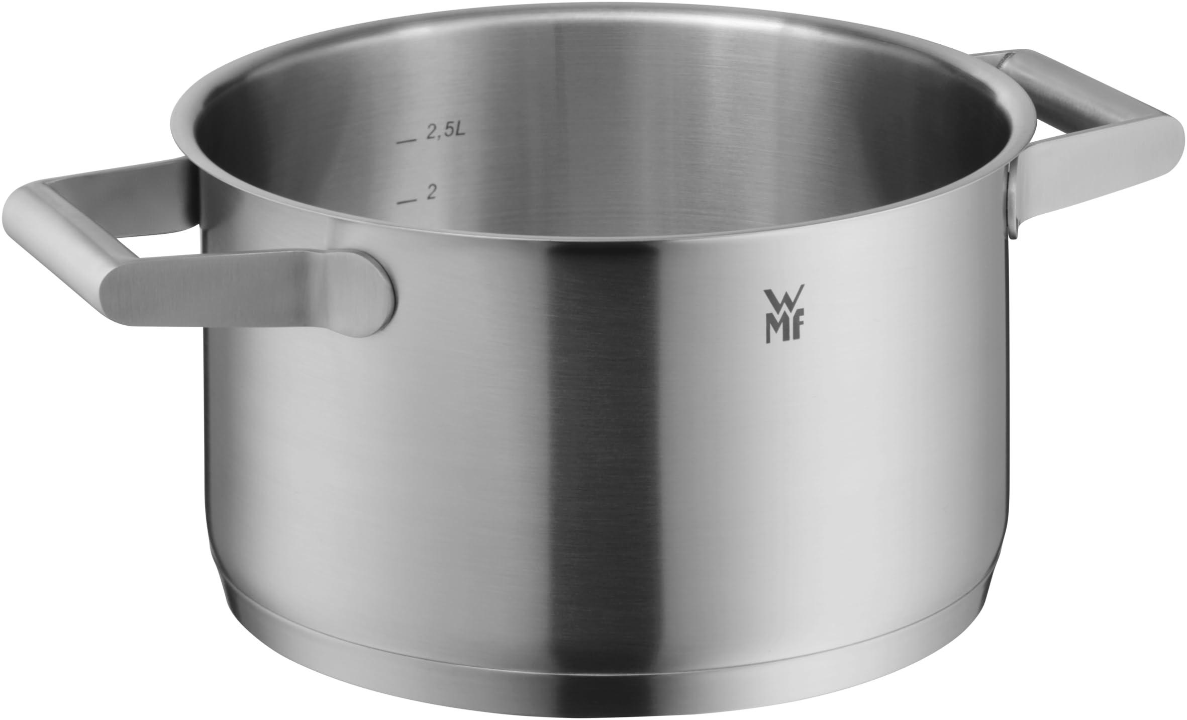 WMF WMF 732146040 Comfort Line Topfset Induktion 4-teilig Cromargan Matte Stainless Steel Pots Set with Glass Lid, Scale, Stackable, Uncoated, 18/10