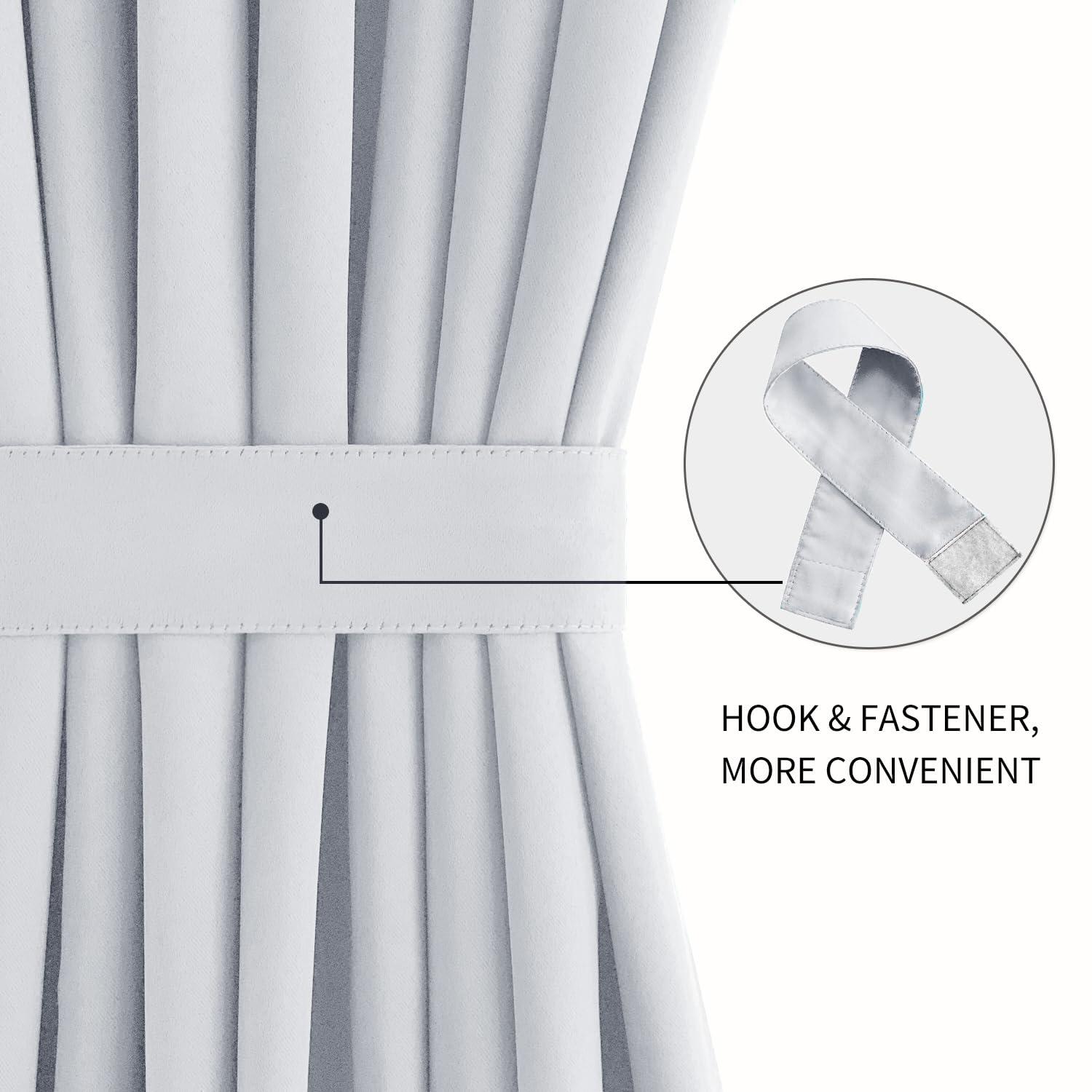 DWCN DWCN French Door Curtains Rod Pocket Thermal Blackout Curtain for Doors with Glass Window, Kitchen and Patio Doors for Privacy, 12 X 72 Inches Long, 1 Curtain Panel with Tieback, Greyish White