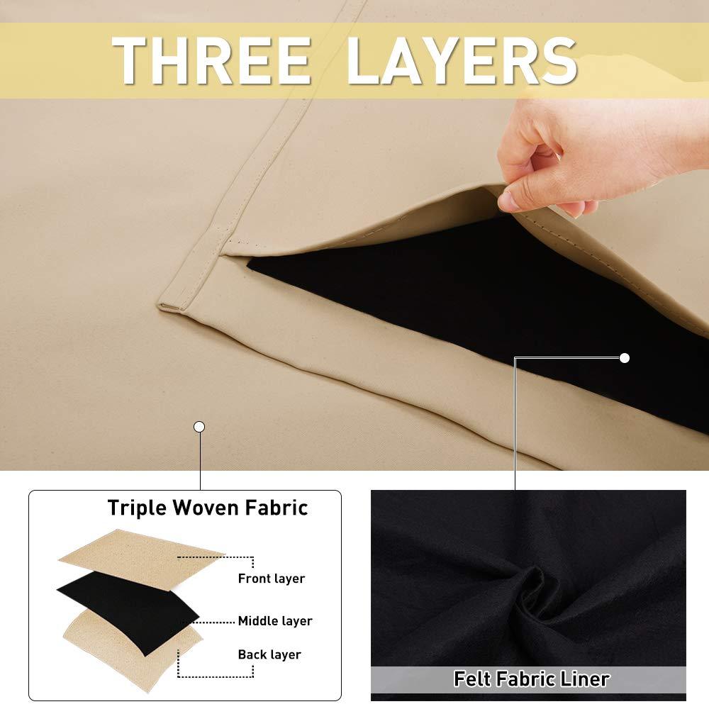 NICETOWN NICETOWN Living Room Noise Reducing Curtains, Privacy Protection & Completely Shaded Ring Top Drapes, Sound Preventing Insulated Window Treatment Curtain Panels(Biscotti Beige, 2 Pieces, W62 x L84)