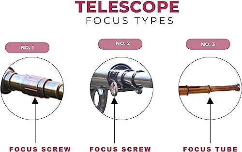 NAVIROCK Nautical Marine Designer Brass Telescope Antique Finish Double Barrel Black Leather Coverd Tube W/Wooden Brown Tripod Floor Standing Royal Handmade Authentic Telescopic - Navirock