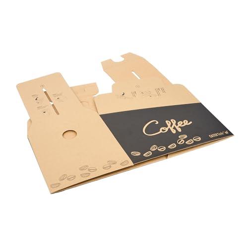 Restaurantware Restaurantware-12 x 7.5 x 8.5 Inch 96 Ounce Disposable Coffee Dispensers, 10 Insulated Coffee Take Out Containers - Built-In Handle, Portable Design, Kraft With Black Paper Coffee To Go Boxes