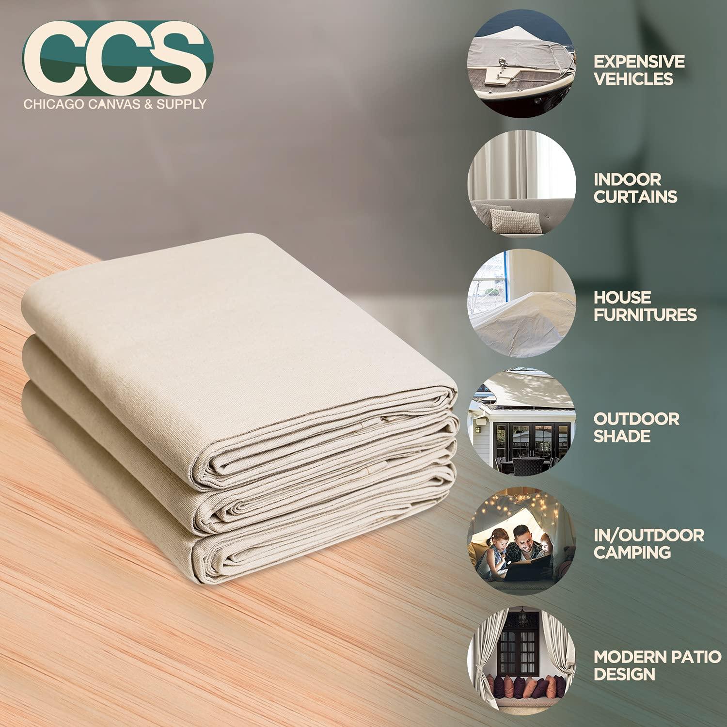 CCS CHICAGO CANVAS & SUPPLY All Purpose Canvas Drop Cloth by CCS CHICAGO CANVAS & SUPPLY - Paint Tarp, Canvas Fabric, Drop Cloth Curtains, Paint Drop Cloth, Washable & Reusable Drop Cloth for Painting - 4 by 12 Feet
