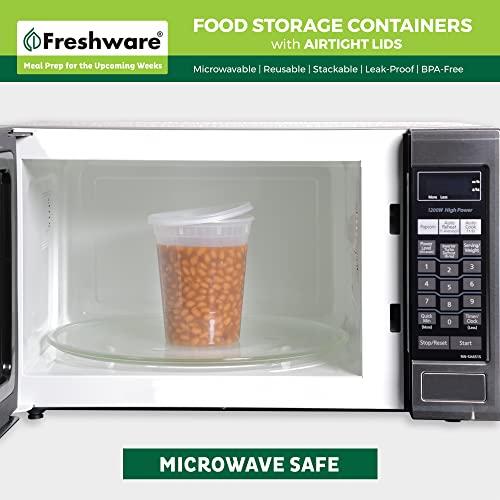 Freshware Freshware Food Storage Containers [24 Set] 32 oz Plastic Deli Containers with Lids, Slime, Soup, Meal Prep Containers | BPA Free | Stackable | Leakproof | Microwave/Dishwasher/Freezer Safe