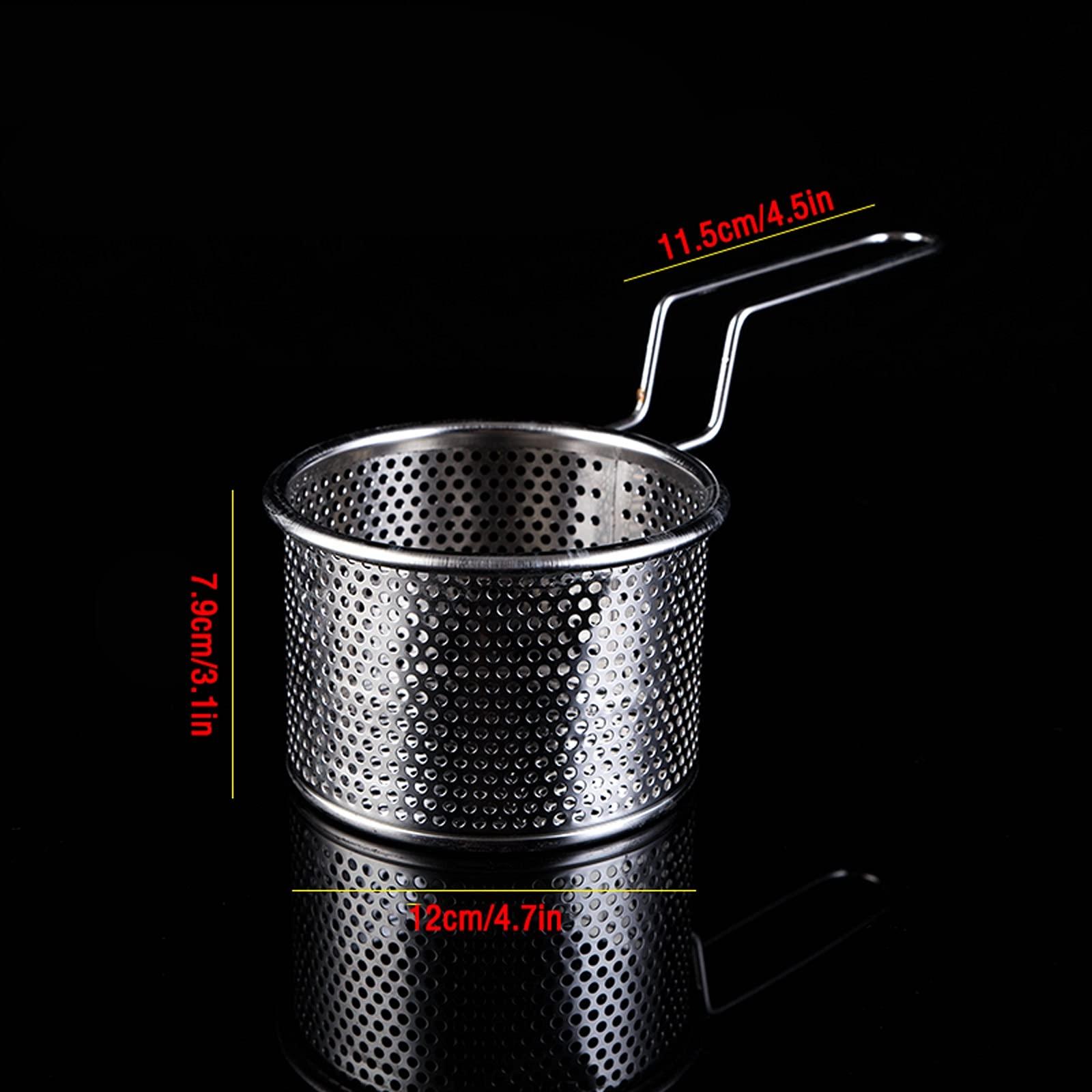 hanxiaoyishop Fryer Basket Round Frying Basket Stainless Steel Deep-fried French Fries Basket with Anti-scalding Handle for Restaurant, Home, Snack Bar Fry Basket (Size : Small)