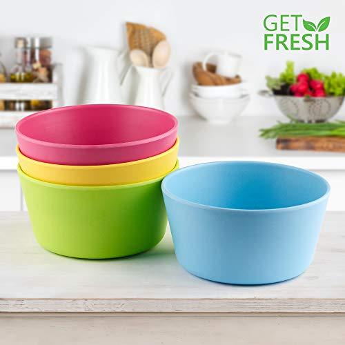 GET FRESH GET FRESH Bamboo Kids Snack Bowls, Set of 4 Bowls for Kids, Kids BPA Free bowls, Bamboo Dinnerware for Everyday Use, Kids Bamboo Bowls, Dishwasher Safe and Stackable