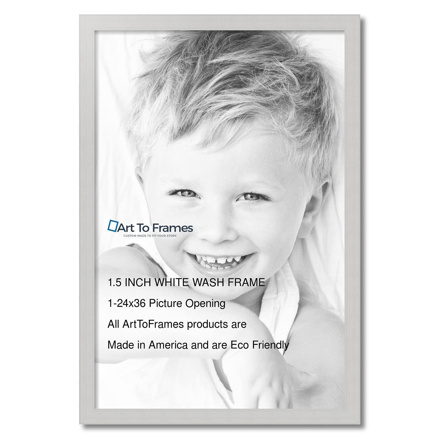 ArtToFrames ArtToFrames 24x36 Inch White Picture Frame, This 1.50 Inch Custom Wood Poster Frame is White - Comes with Foam Backing 3/16 inch and Regular Acrylic (FBPL0066-56673-YWHT-24x36)