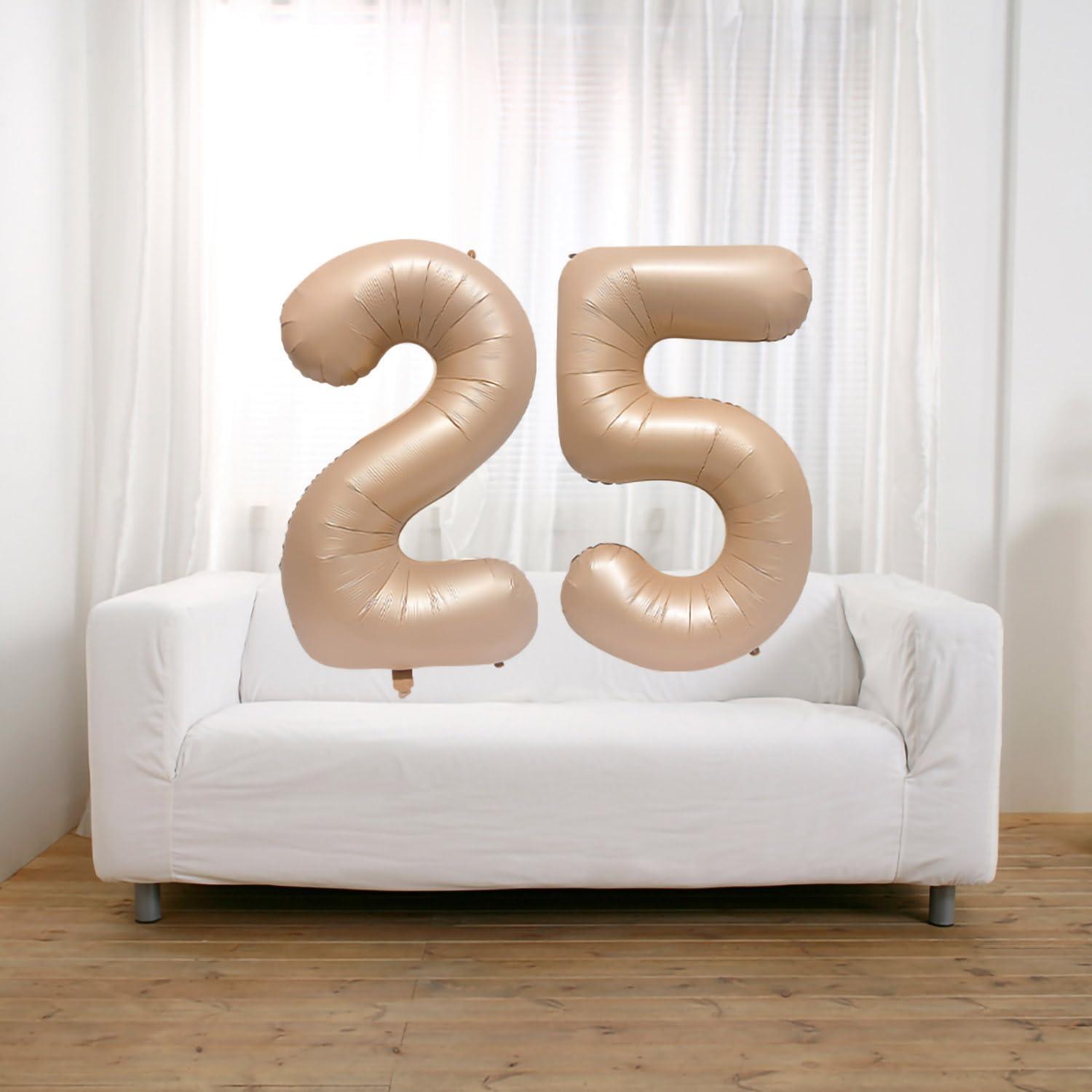 ISTOVO Number 17 Balloons 32 Inch Digital Balloon Alphabet 17th Birthday Balloons Digit 17 Helium Balloons Big Balloons for Birthday Party Supplies Wedding Bachelorette Bridal Shower, Caramel Number 17