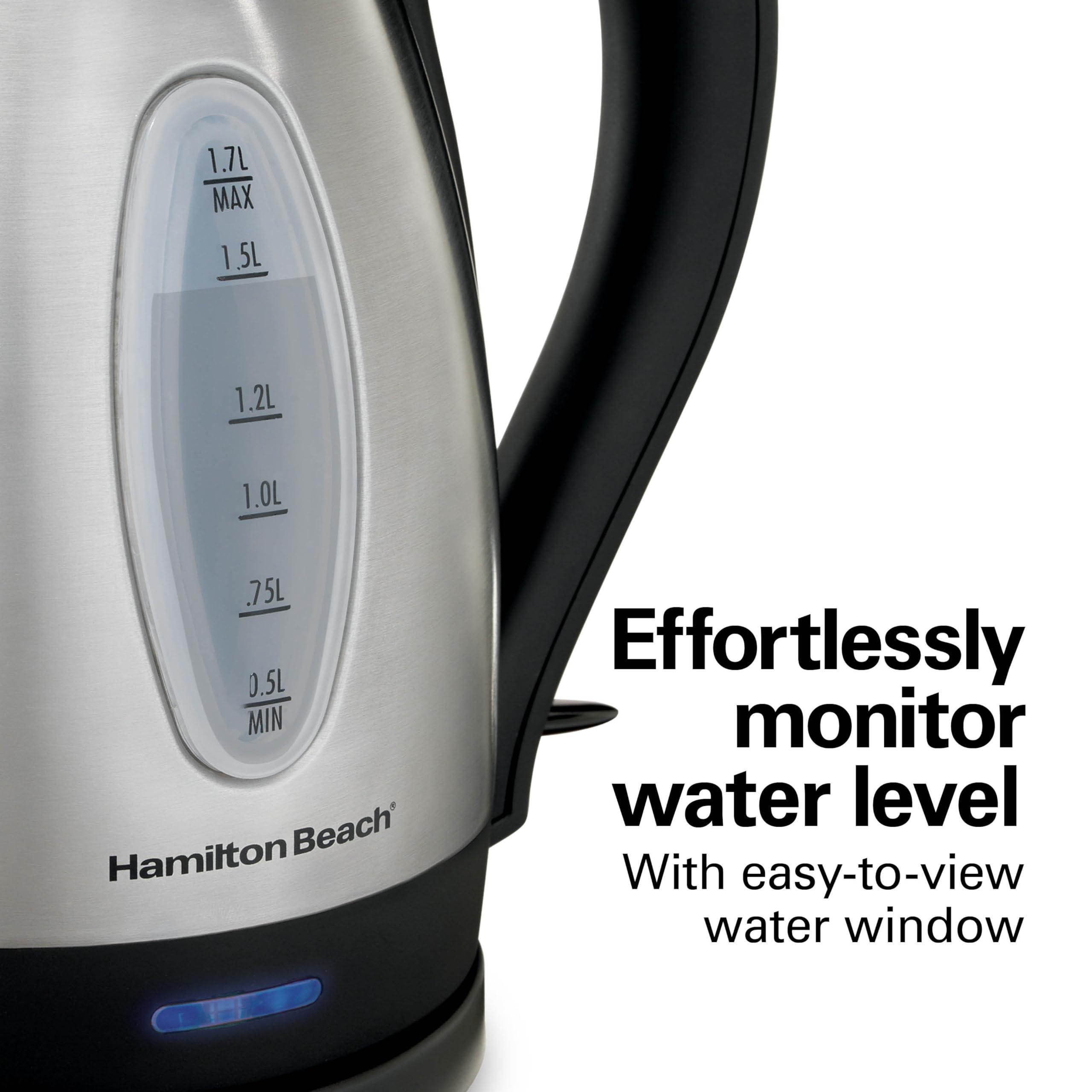Hamilton Beach Hamilton Beach Electric Tea Kettle, Water Boiler & Heater, 1.7 Liter, Cordless Serving, 1500 Watts for Fast Boiling, Auto-Shutoff and Boil-Dry Protection, Stainless Steel (40880)