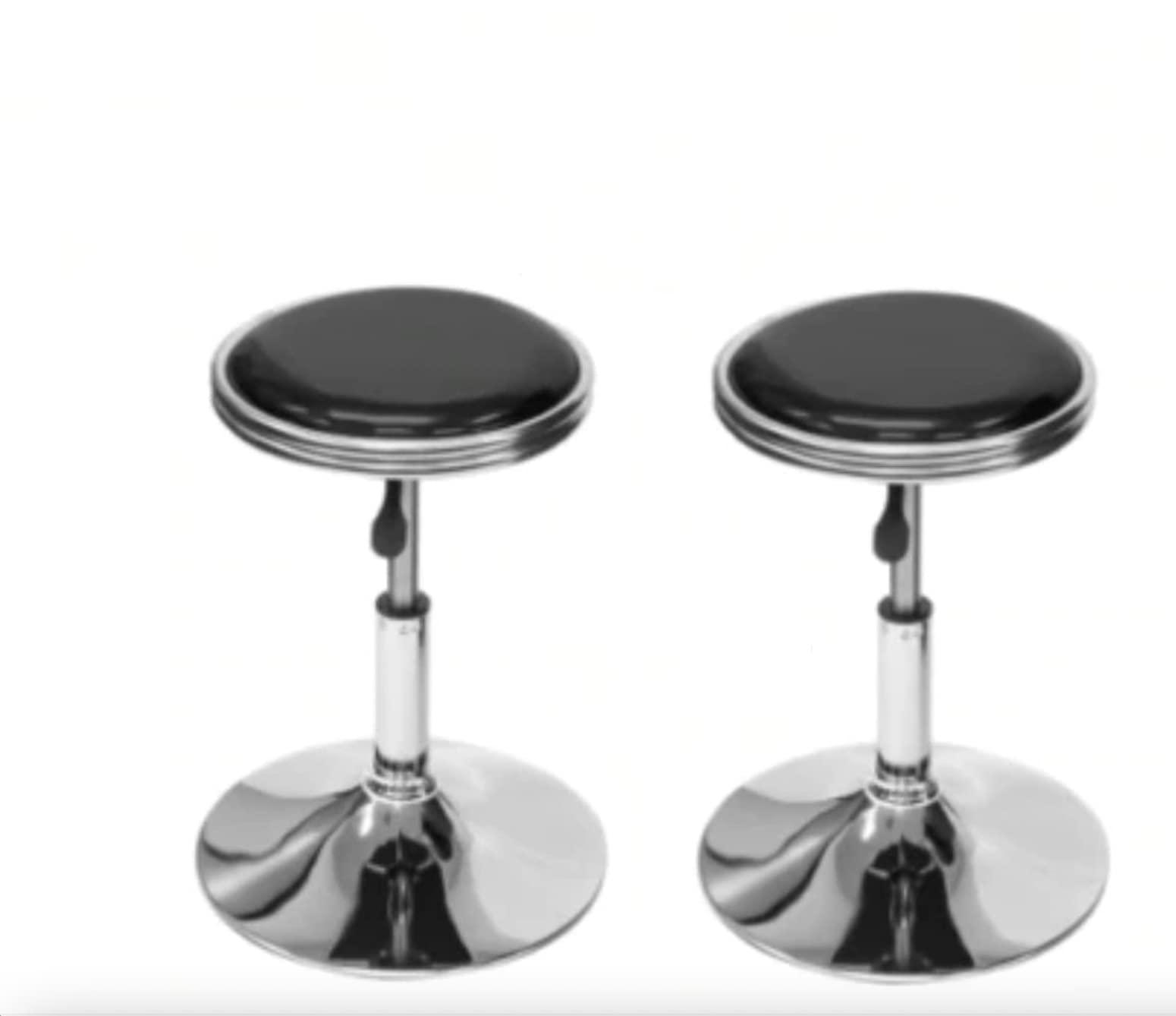 TOP US VIDEO ARCADES Top Us Arcades Set of 2 Swivel Bar Stools Easy Adjustable Height Leather Padded Cushion Work Home Bar Man Cave Arcade Room Garage Padding Black top Shiny Chrome