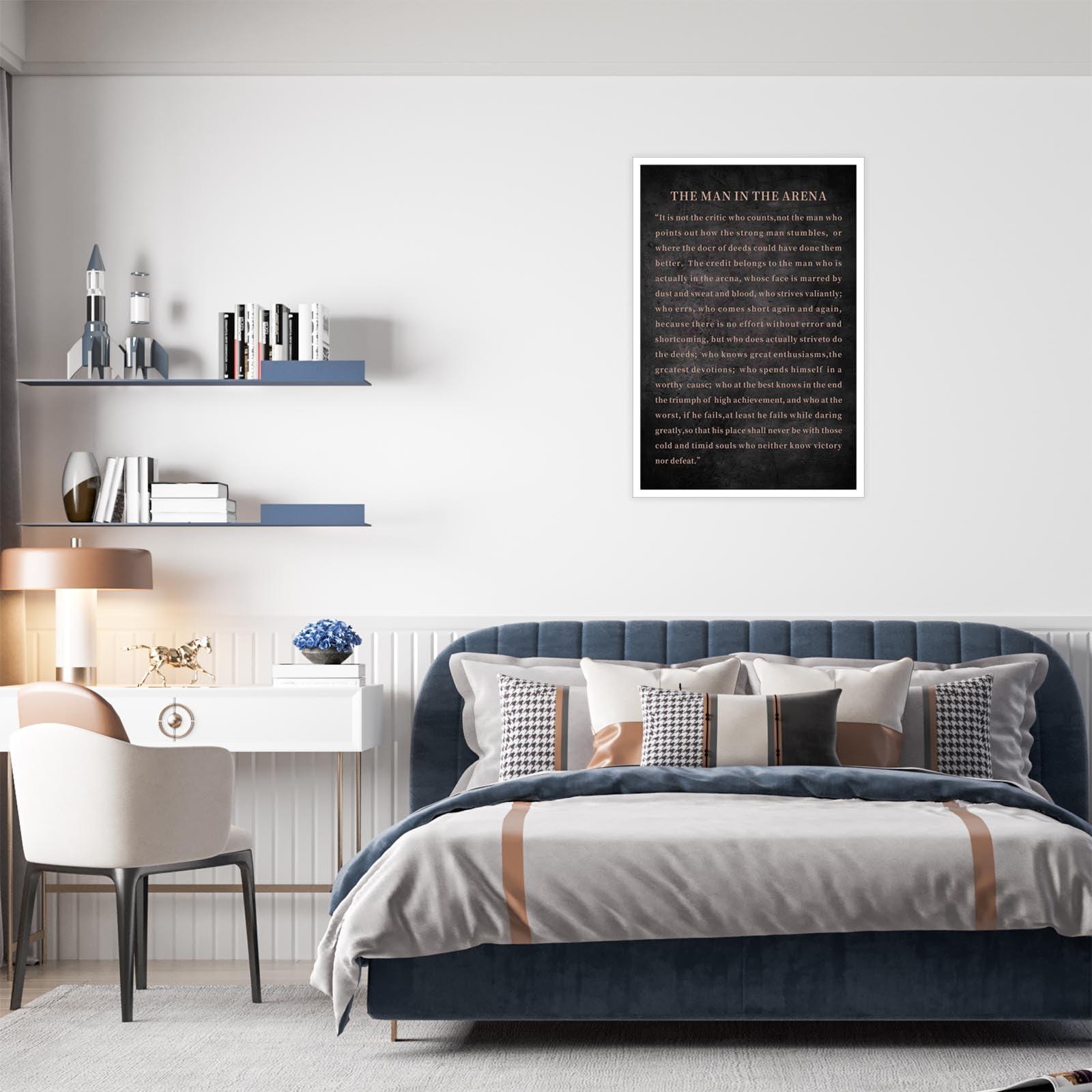 Dcvjiy Dcvjiy Canvas Wall Art The Man In The Arena Metal Print,Theodore Roosevelt Quote Artwork Painting For Modern Living Room Office Decor Framed Ready To Hang 16x24in Unframed