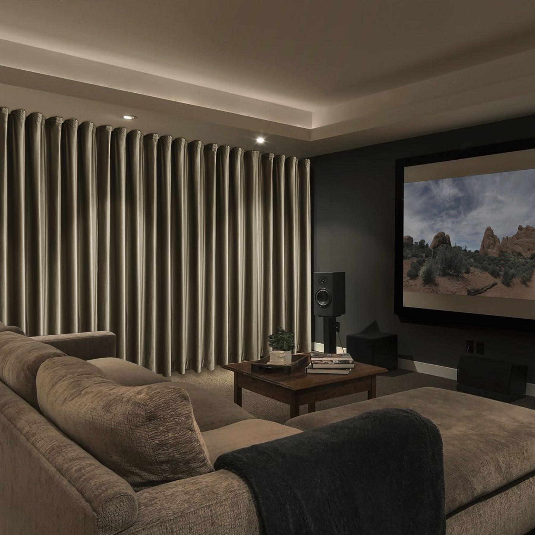 Frelement Frelement Velvet Drapes Room Darkening Drapes Backdrop Curtains for Media Movie Theater Room Flat Hooks Curtains Extra Wide Privacy Room Divider Curtains, 120" W x 102" L, 2 Panels, Sepia Tint