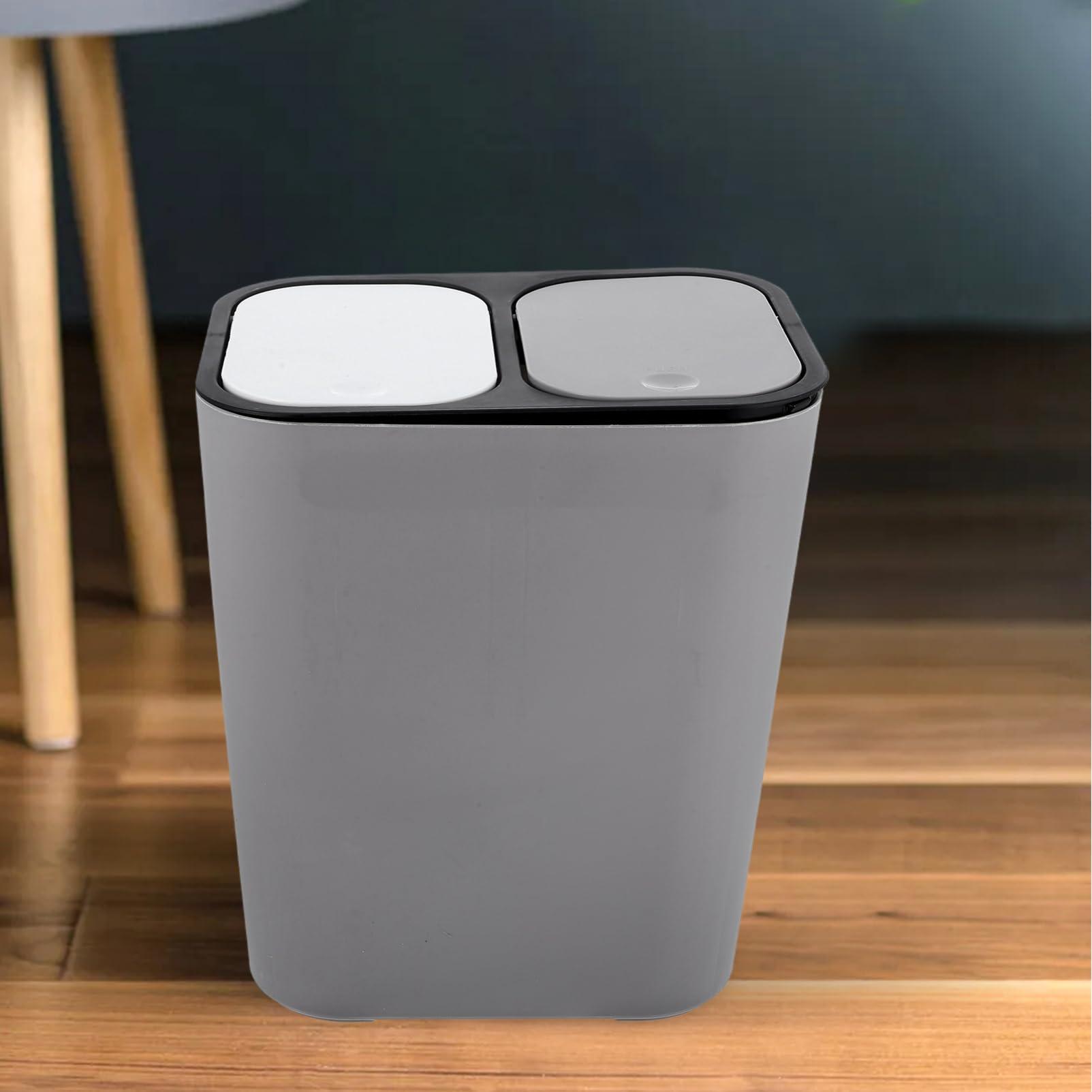 Veemoon Veemoon 15 L Kitchen Trash Can Dual Compartment Recycle Trash Can Open Double Garbage Bin Bucket Dry Wet Classified Wastebasket Rubbish Bin Liter Bin for Office Bathroom Home School Bedroom
