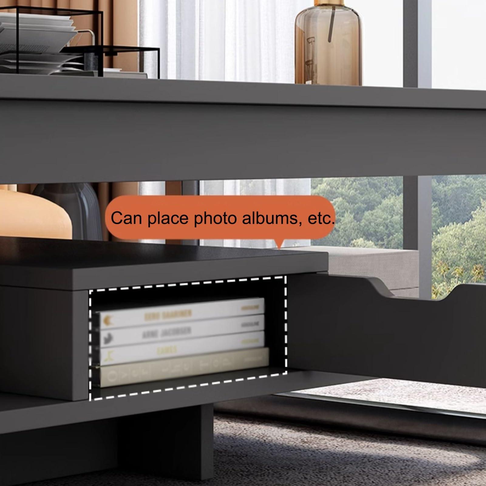 SKINII Coffee Table Square Coffee Tables Simple Modern Center Table for Living Room Home Office, for Storage and Display 2 Tier Sofa Table, Sturdy and Easy Assembly