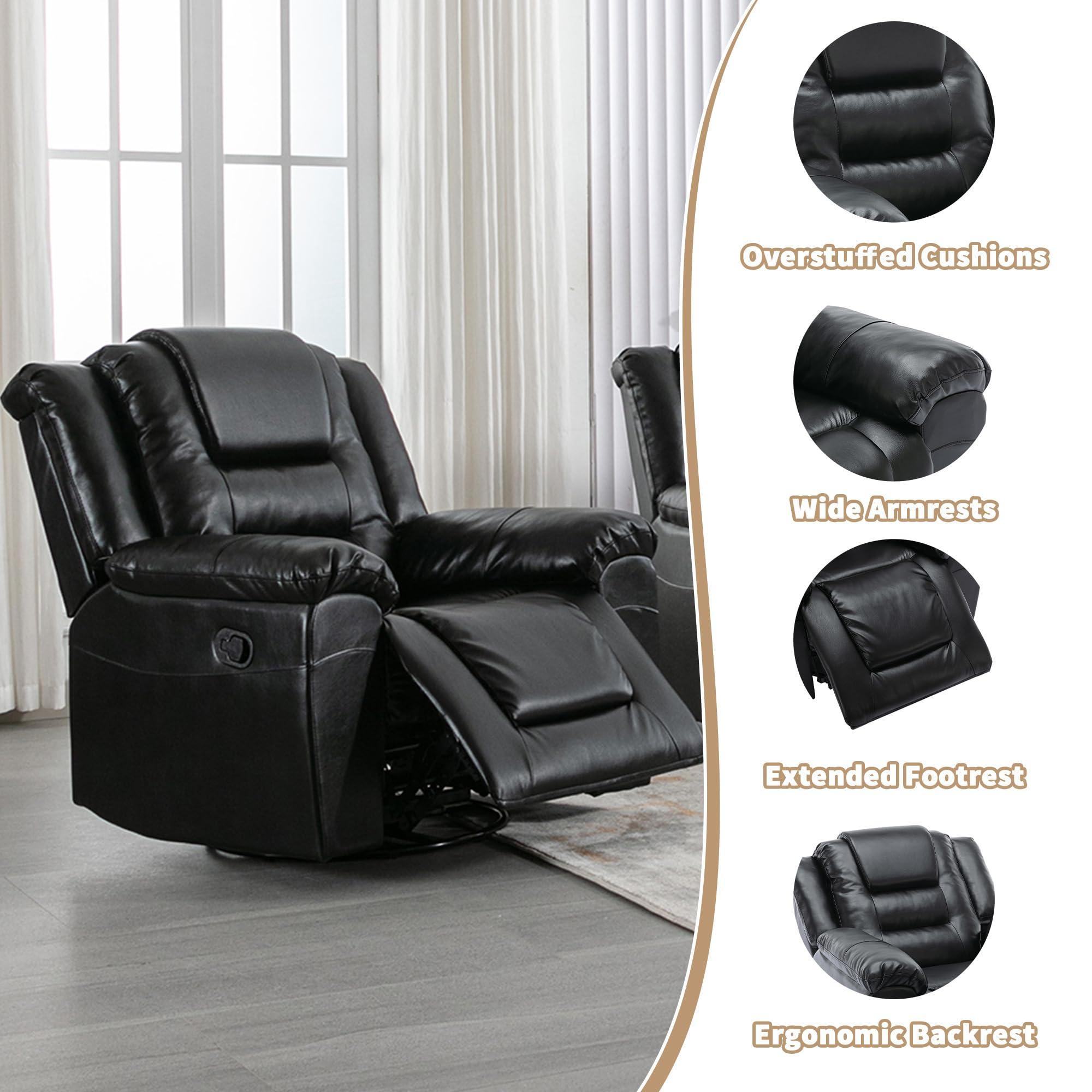 Flieks Flieks Home Theater Seating Manual Recliner, PU Leather Reclining Loveseat for Living Room