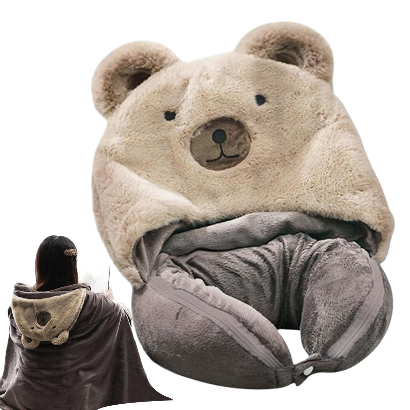 HomeLoft Basics Travel Neck Pillow Blanket Set - 2 in 1 Travel Head Pillow Blanket | Travel Pillows with Hat, Hoodie Travel Neck Pillow, Neck Pillow Head Chin Support, Travel Pillow Blanket for Car Road Trip Home