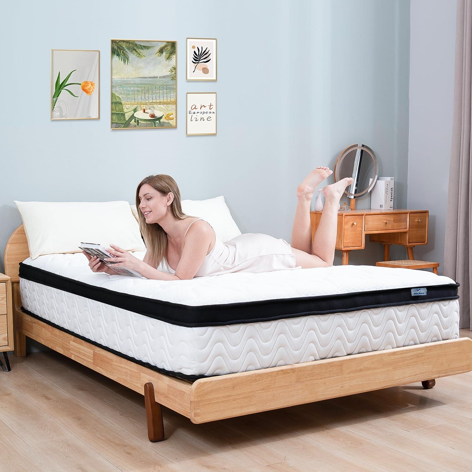 MOLBIUS MOLBIUS King Size Mattress | 12 Inch Hybrid Mattresses King in a Box | Medium Firm Memory Foam and Individual Pocket Springs | Fiberglass Free Bed Matress | Breathable | CertiPUR-US