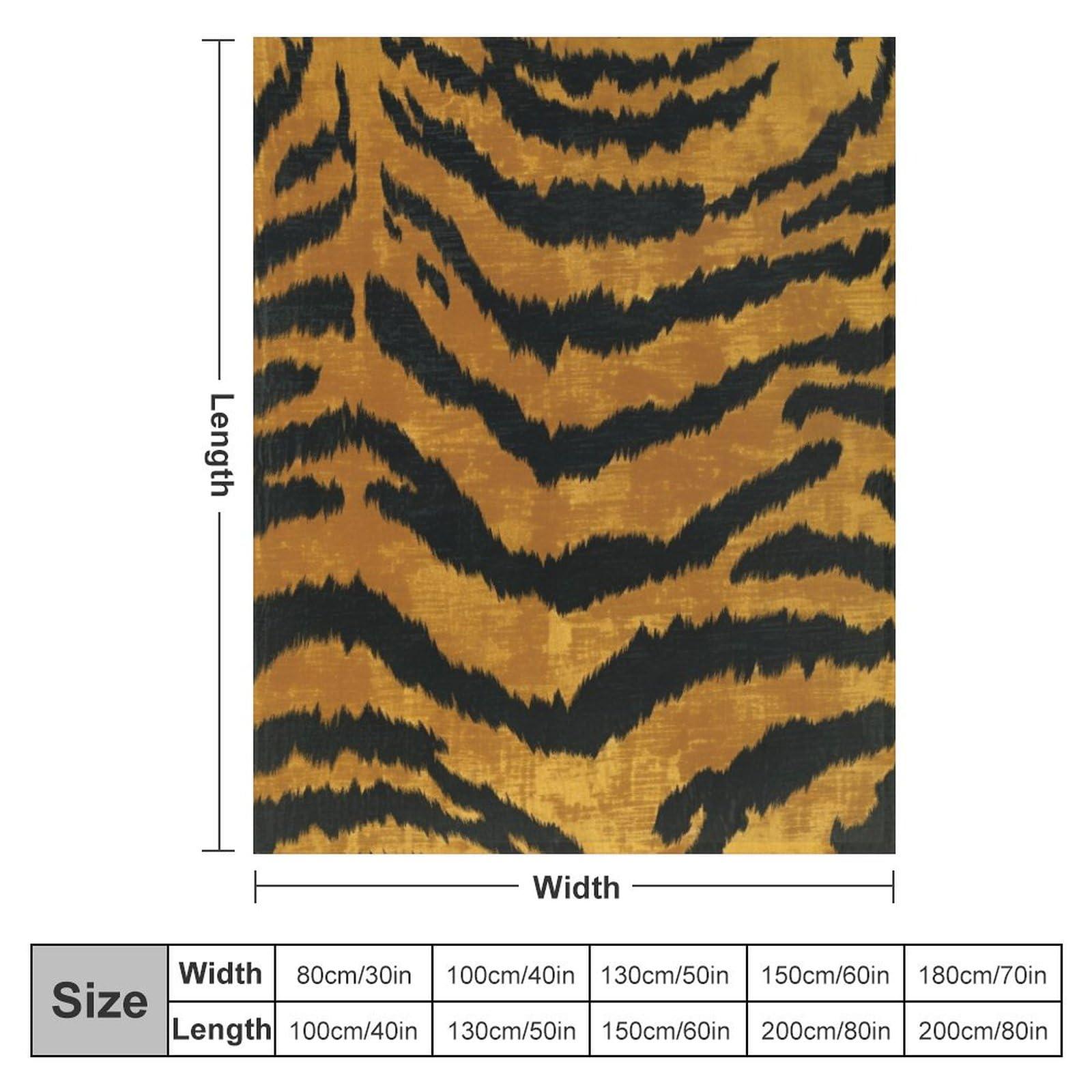 MangGou MangGou Brown Gold Black Tiger Print Bed Blankets Animal Print Tiger Stripes Fleece Blanket Chinoiserie Style Warm Throw Blanket for Bed Sofa for All Seasons 70x80in Winter Christams Gift