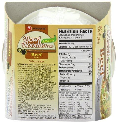 Nongshim NongShim Bowl Noodle Soup, Beef, 3.03 Ounce (Pack of 12)